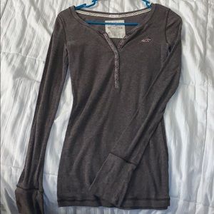 Brown long sleeve Hollister tee shirt
